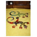 Two Metal Decorative Lizards