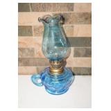 Mini Blue Glass Oil Lamp