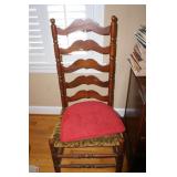 Ladder Back Chair with Cane Bottom & Seat Cushion