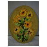 Hand Made Crewel Picture of Flowers
