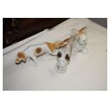 Collection of Three Brown and White Porcelain Dogs