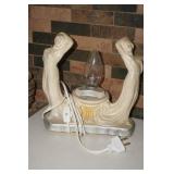 Mid Century Table Lamp with Two Ladies