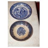 Two Vintage Blue Willow Saucers