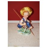 Porcelain Boy Fishing Figurine