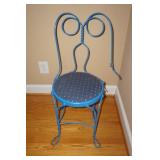 Two Blue Metal Ice Cream Parlor Chairs