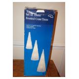 Set of Three Frosted Cone Trees