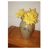 Pottery Lamp Base with Artificial Flowers