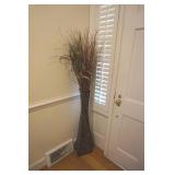 Large Metal Vase with Artificial Flowers