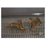 Two Gold Tone Dog Figurines