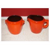 Orange Pottery Cream and Sugar Set