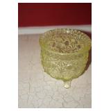 VTG Yellow Vaseline Daisy and Bow Candy Dish