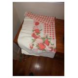 VTG Fruit and Checkered Board Tablecloth
