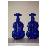 Two Cobalt Blue Violin Vases