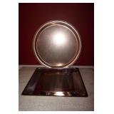 Two Silver Colored Serving Trays