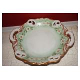 Two Handled Decorative Plate with White Daises