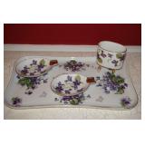Porcelain Tray Set with Three Trinket Holders