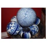 Collection of Blue and White Decorative Balls