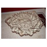 Two Handled Glass Serving Dish Flower Motif