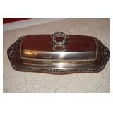 Silver-Plate Butter Dish with Glass Insert & Lid