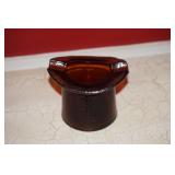 VTG Amber Pressed Glass Top Hat Ash Tray