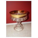 Indian Glass Kings Crown Thumbprint Pedestal Bowl