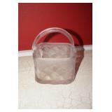 VTG Small Clear Glass Basket with Woven Pattern