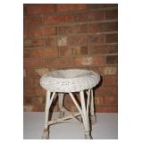 Vintage White Wicker Foot Stool