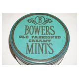 Vtg Tin Bowers Mint Can