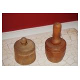 Two Mini Wood Butter Churns