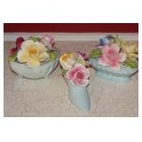 3 Bone China Made in England Ceramic Flowers
