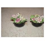 Two Mini Coalport Chine Ceramic Flowers