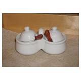Ceramic Double Jelly Jar Set with Spoons