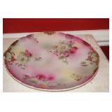 Round Decorative Platter with Flowers