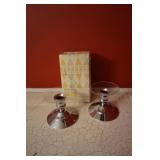 Irvinware Candle Holders with Glass Wax Catchers