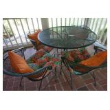 Green Wrought Iron Table and Four Chairs