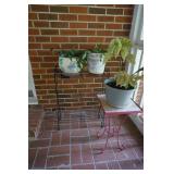 Two Metal Plant Holders and Plants