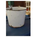 Black Trim Enamel Pail Hole in Bottom