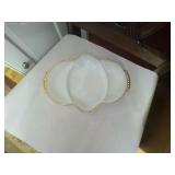 Milk Glass Divided Dish  with Gold Trim