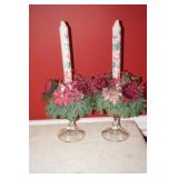 Pair of Decorative Candlesticks with Candles
