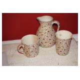 Three Piece and Brown and White Pitcher & Cup Set