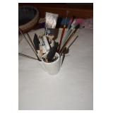 Ceramic Dish for Paint Brushes w/brushes