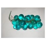 Vtg Teal Grape Cluster Lucite
