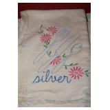 Embroidered Linen Towel with Silverware
