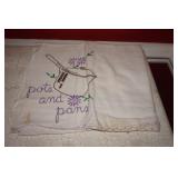Embroidered Linen Towel with Pot