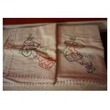 Two Mexican Themed Embroidered Linen Towels