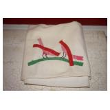 Linen Towel with Appliqued Red Birds