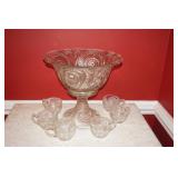 VTG Punch Bowl with Base and 6 Cups