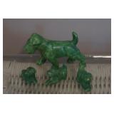 Green Porcelain Dog Figurine