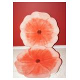 Set of Two Red Hibiscus Shaped Plates
