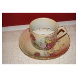 VTG Mustache Cup and Saucer Set Flower Motif
